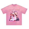 Vintage Bootleg Frank Monkey Washed Distressed Drop Shoulder Crew Neck T-Shirt - 270 GSM